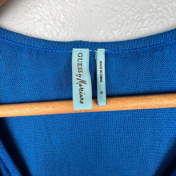 Marciano Royal Blue Ruffle Sleeveless Wrap Dress with Slip - Picture 8 of 11